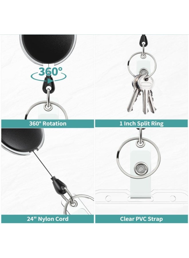 LYNLYN 4 Pack Horizontal Badge Holders with Retractable Badge Reels, Clear ID Card Holder with Thumb Slot and Carabiner Clip, Heavy Duty Protector for IDs, Credit Cards, Driver’s Licenses, and Passes - Image 4